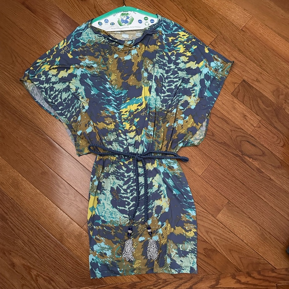 Anthropologie Blue and Green Mini Dress